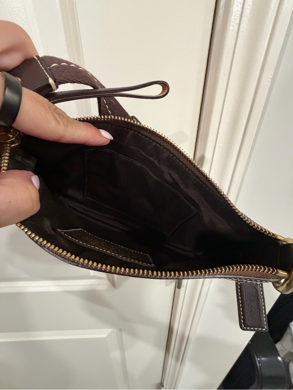 Coach Brown Signature Canvas Shoulder Bag with Gold Hardware - Picture 9 of 11
